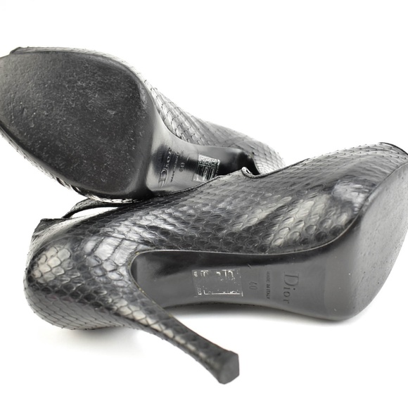 DIOR: Black, Leather "Python" Peep-Toe Heels/Pumps - Picture 8 of 8